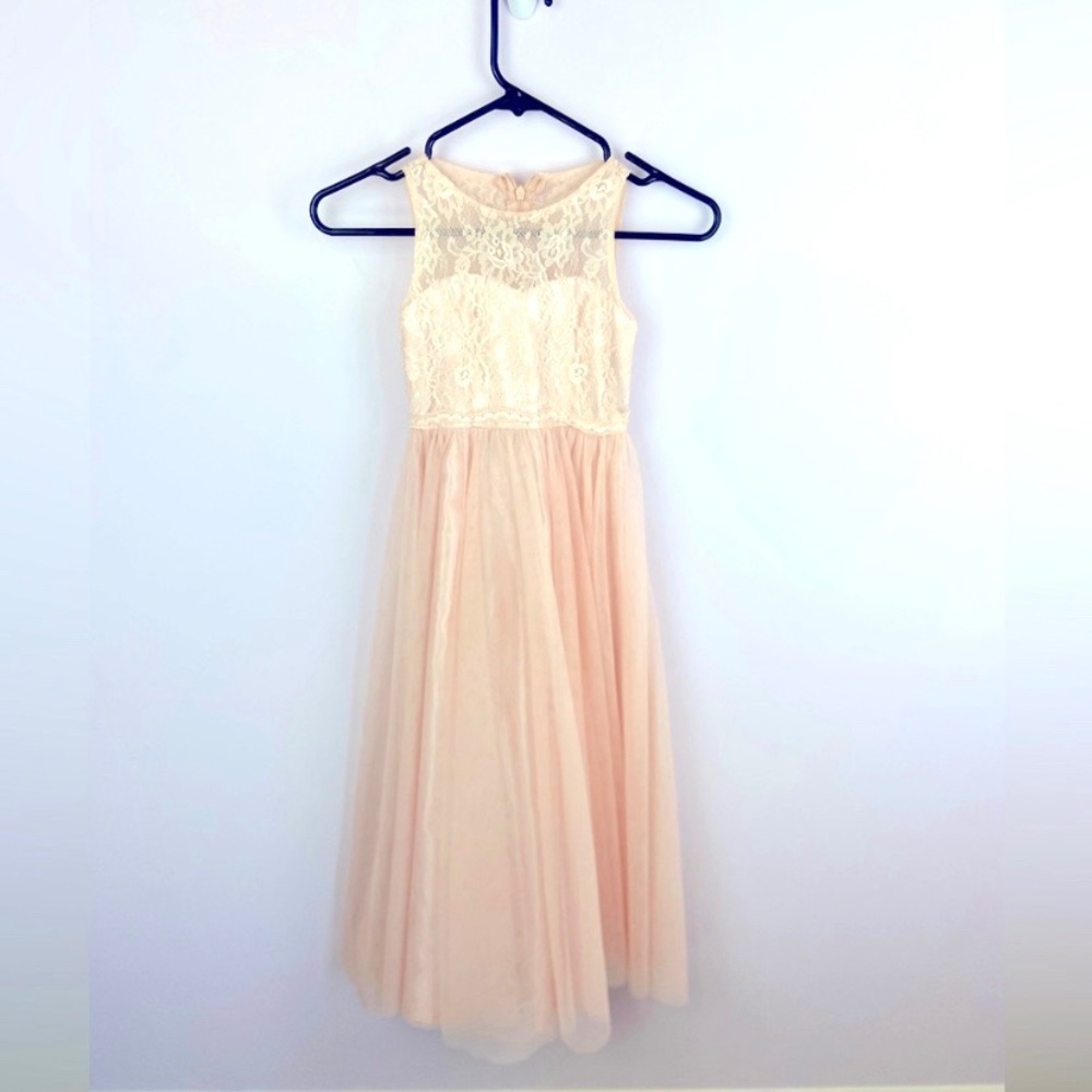 JJ's House Floor Length Jr. Bridesmaid Flower Girl Dress in Blush Kids Size 6